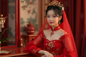 Hóng gài tóu : le voile rouge des mariages chinois, symbole de chance et de prospérité