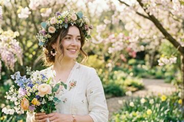 Accessoires fleuris : couronnes, bijoux et détails pour un look de mariée printanier