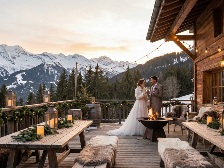 Un mariage sur le thème des Alpes : ambiance montagnarde et chalet cosy