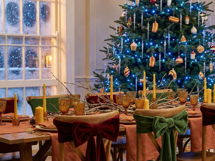 Du kitsch, des nœuds et la nuit givrée : les 5 tendances déco à suivre et qui réinventent la magie de Noël en salle de réception