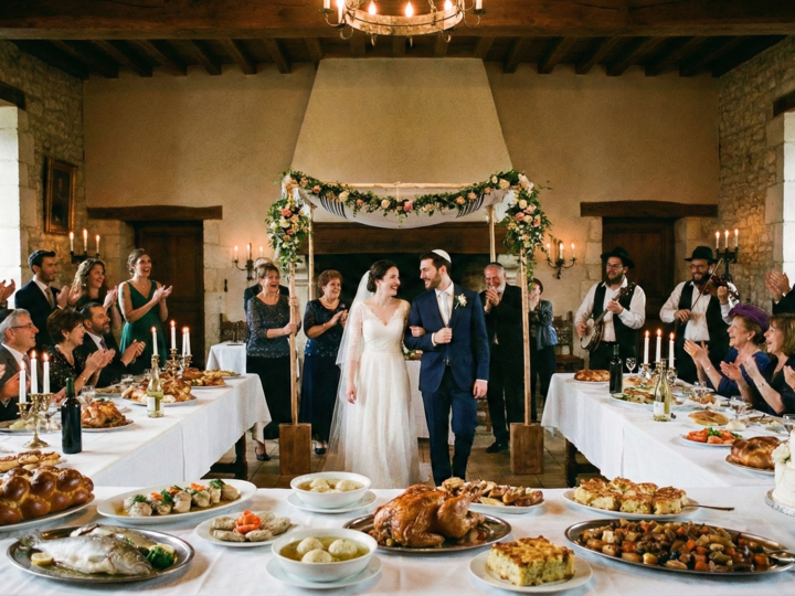 Le repas traditionnel de mariage du peuple juif ashkénaze