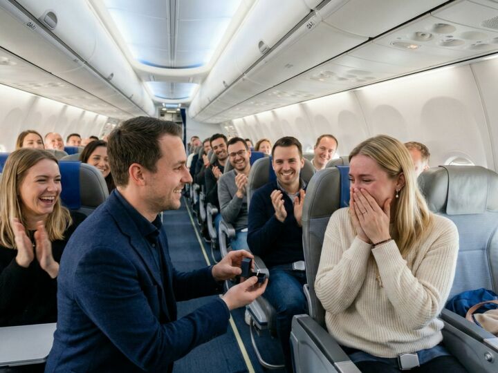 Une demande en mariage surprise à 10 000 mètres d’altitude sur un vol Bruxelles-Varsovie