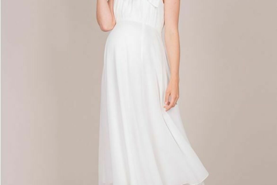 Seraphine - Robe col cravate ivoire