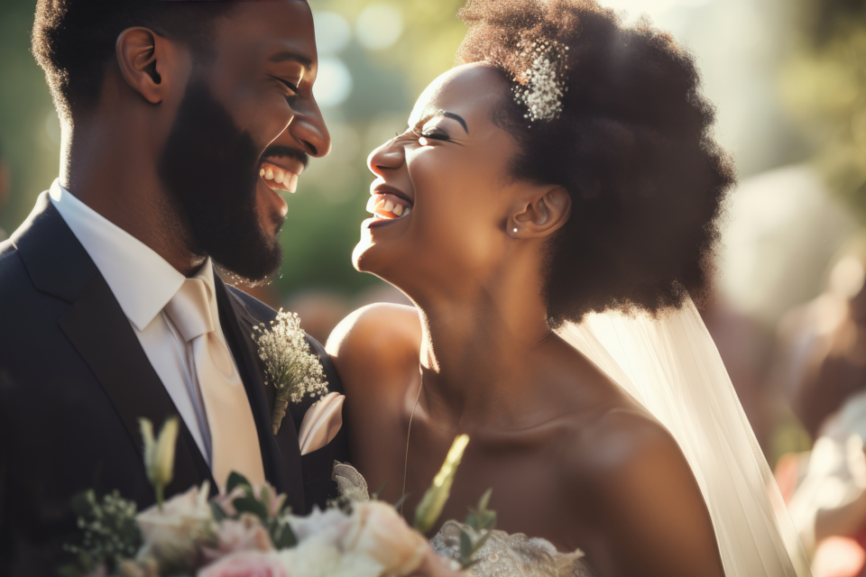 Adobe Stock - Photo d'illustration - De jeunes mariés heureux du déroulement de leur grand jour et surtout de leur union selon les traditions matrimoniales en Côte d'Ivoire.