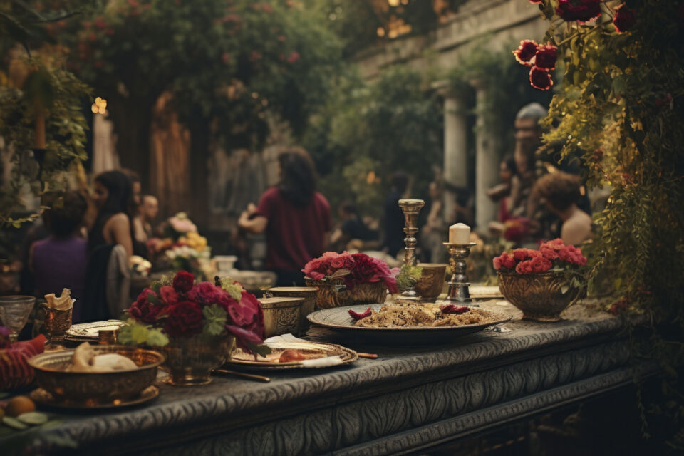 Freepik - Photo d'illustration - Banquet de mariage médiéval, où les objets ont soigneusement été choisis pour l'occasion. Une manière de s'imprégner de l'ambiance typique de cette époque. 