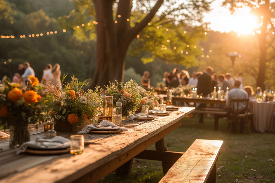 Adobe Stock - Photo d'illustration - Le choix de la table en événementiel, qu'elle soit en bois, métal, plastique ou verre, est un élément clé pour instaurer le ton et l'ambiance désirés, reflétant ainsi une diversité de formes, tailles et styles de décoration.