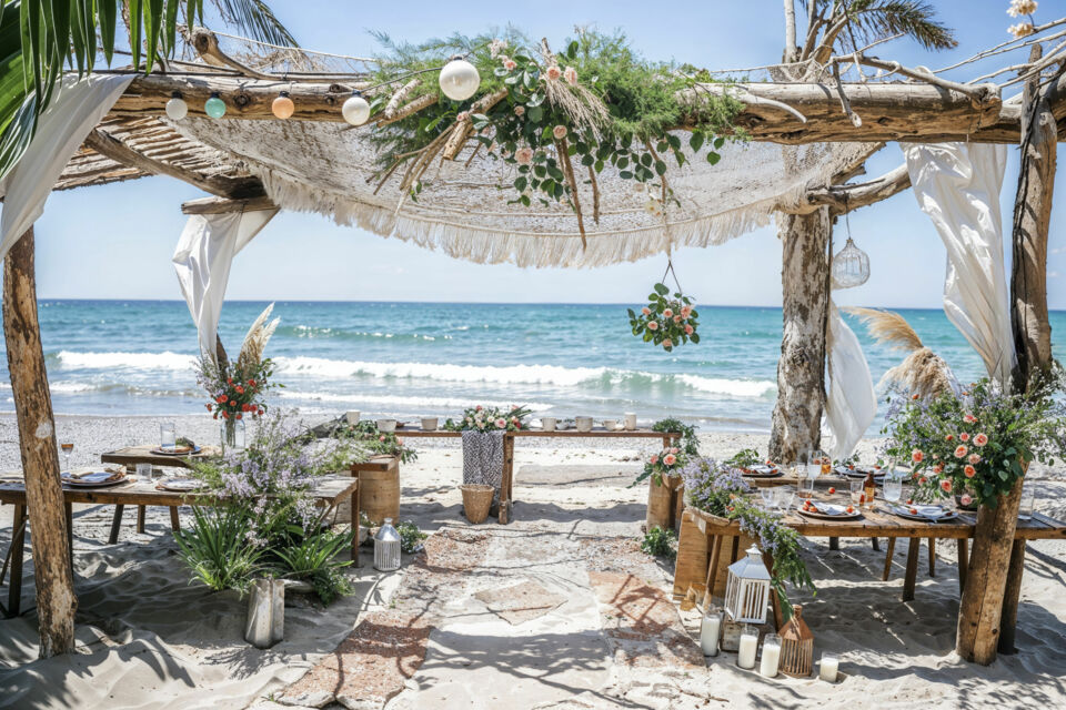 Freepik - Photo d’illustration - La déco mariage sur le thème Tropical transformera votre célébration en une véritable escapade exotique.