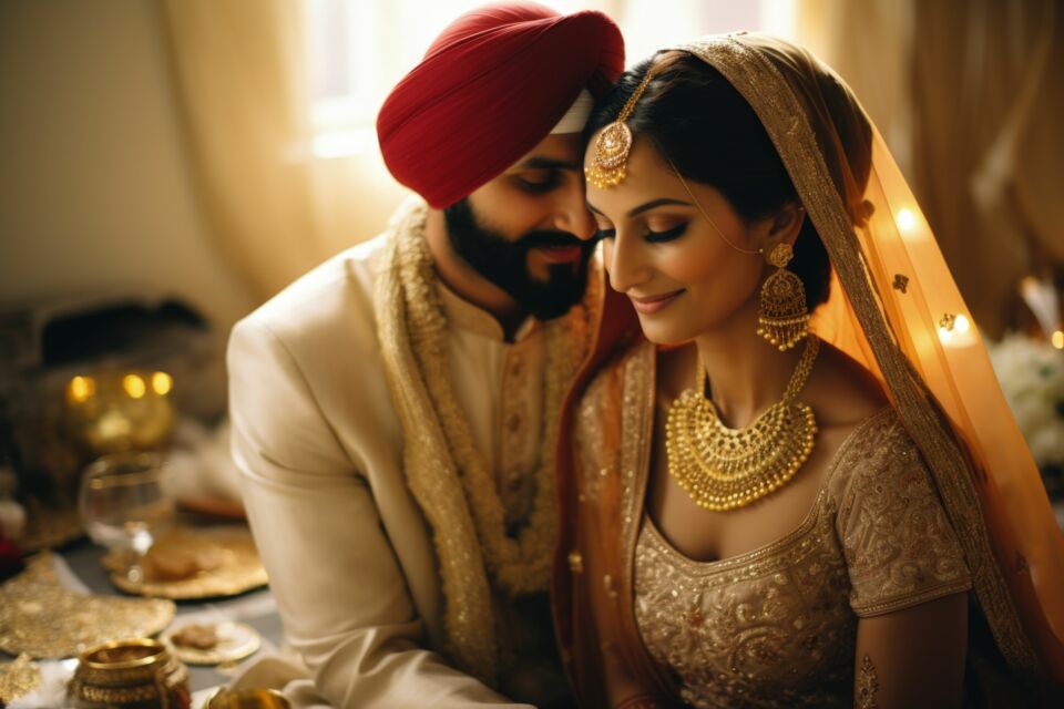 Freepik - Photo d'illustration -&nbsp;Un couple de mariés jaïns rayonnant de simplicité et d'élégance, unis dans une cérémonie empreinte de spiritualité et de traditions ancestrales.