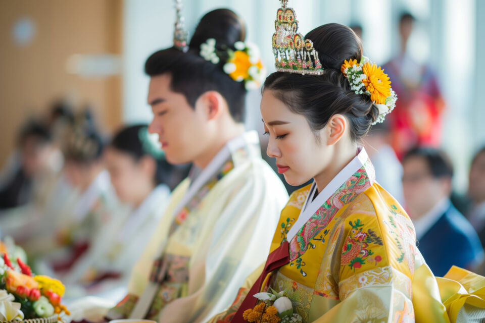 Adobe Stock - Photo d'illustration - Le hanbok de la mariée sud-coréenne incarne toute la beauté et la profondeur de l’âme coréenne. Plus qu’un simple vêtement, c’est une véritable œuvre d’art qui raconte une histoire, celle de traditions millénaires et de valeurs ancrées.