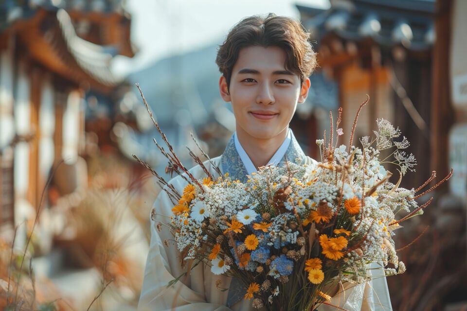 Adobe Stock - Photo d'illustration -  Le Hanbok, la tenue traditionnelle et historique du marié sud-coréen se distingue par ses tissus luxueux et ses couleurs vives, ornés de motifs symboliques représentant la prospérité et le bonheur, offrant une cérémonie spectaculaire.