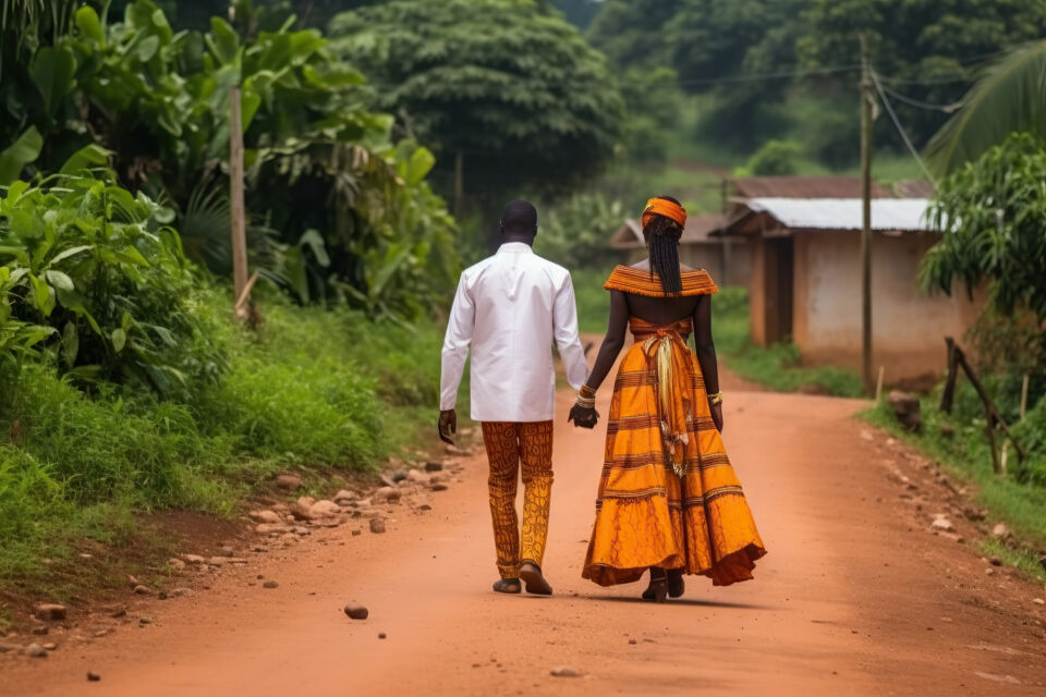 Adobe Stock -  La tenue de mariage de la mariée ghanéenne, composée du Kaba et de la jupe, est un symbole de richesse culturelle et de tradition.