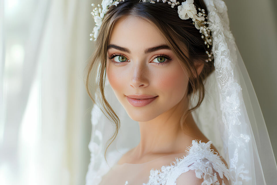 Adobe Stock - Photo d'illustration - Les coiffes et voiles de mariage apportent une touche élégante et traditionnelle à la tenue de la mariée, symbolisant pureté, mystère et grâce, tout en complétant magnifiquement la robe.