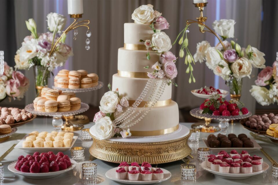 Adobe Stock - Photo d'illustration - Emerveilleant vos invités et enrichissant la décoration de votre réception, la présentation de vos mignardises de mariage joue un rôle crucial dans la création d'une ambiance raffinée et mémorable