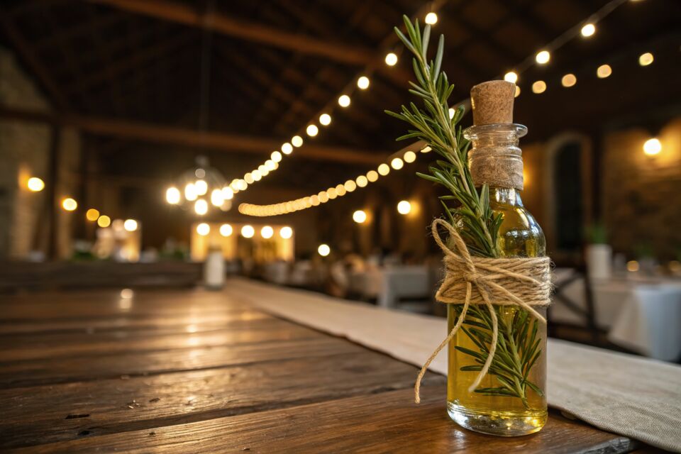 Adobe Stock - Photo d'illustration - Symbolisant la pureté et la longévité, l'huile d'olive est un présent raffiné pour vos invités. Ses saveurs authentiques et généreuses raviront les papilles et prolongeront le souvenir de votre mariage.