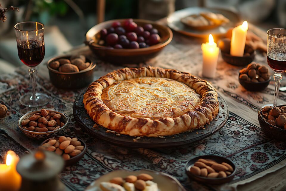 Adobe Stock - Photo d'illustration - La Vasilopita, le gâteau traditionnel de l’Épiphanie en Grèce, garni d'une pièce porte-bonheur, symbole de chance et de prospérité pour l'année à venir.