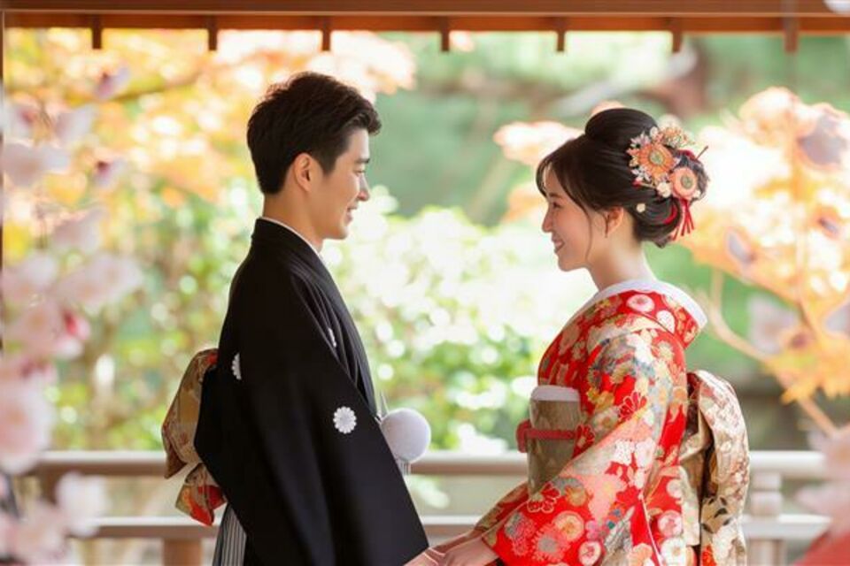 Adobe Stock - Photo d'illustration - Des tenues inspirées de la traditions japonaise. Un mariage sur le thème du Japon rime avec avec raffinement et sérénité autour de décorations épurées.