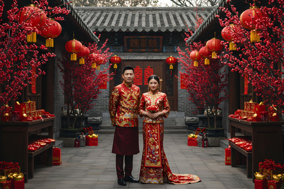 Adobe Stock - Photo d'illustration - Un mariage sur le thème de la Chine offre une expérience riche en traditions ancestrales, avec des symboles de bonheur et de prospérité, des couleurs vibrantes et une élégance culturelle inégalée.