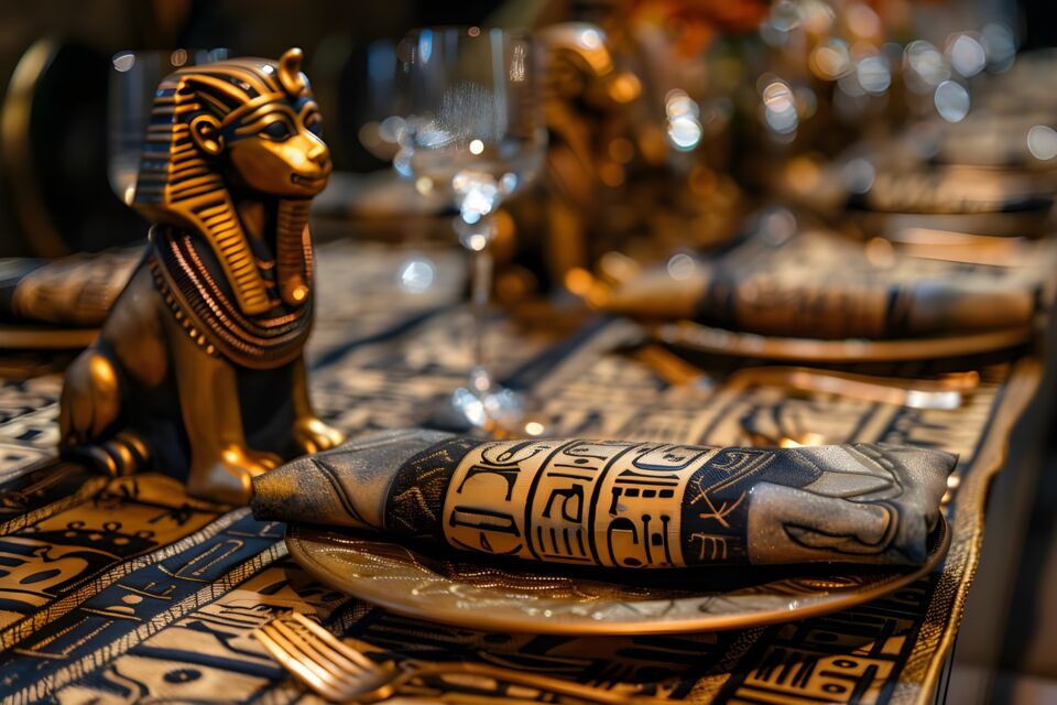 Adobe Stock - Photo d'illustration - Décors pharaoniques, hiéroglyphes mystiques et ambiance royale digne des pyramides et du Nil majestueux, un mariage inspiré par l'Égypte est une une célébration envoûtante