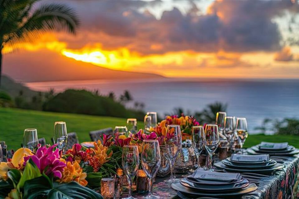Adobe Stock - Photo d'illustration - Plongez dans l'ambiance ensoleillée des Caraïbes avec une décoration colorée et vibrante, des touches de bleu éclatant et de blanc immaculé, pour un mariage tropical inoubliable.
