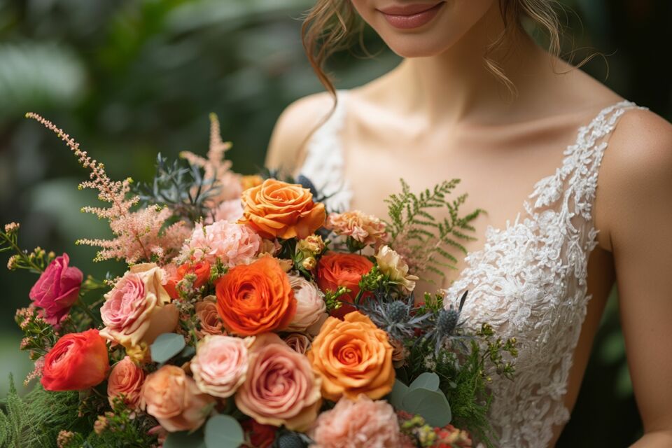 Adobe Stock - Photo d'illustration - Un bouquet de mariée vintage, symbole d’élégance intemporelle et de romantisme, composé de fleurs qui traversent les époques avec grâce.