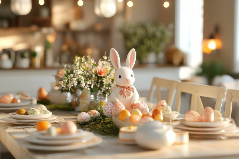 Adobe Stock - Photo d'illustration - Faites de votre table de Pâques un enchantement visuel et gourmand, où chaque détail célèbre le renouveau et la convivialité.