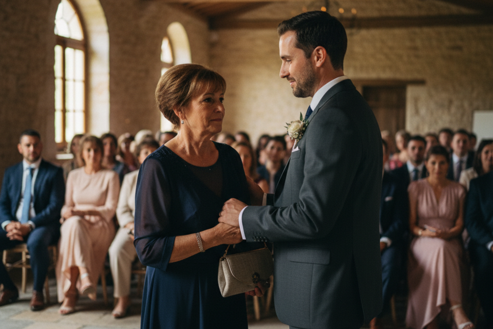 Un symbole d'amour éternel et de nouveau départ : la main d’une mariée portant à la fois l'anneau du défunt et celui de son futur époux, un hommage discret et émouvant aux deux chapitres de sa vie.