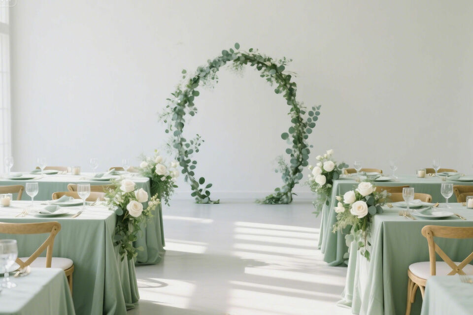 Adobe Stock -&nbsp; Photo d'illustration -&nbsp; Mariage vert sauge, entre nature et modernité : une teinte douce qui s’harmonise aussi bien avec un décor champêtre qu’urbain, pour une ambiance élégante, apaisante et résolument tendance.