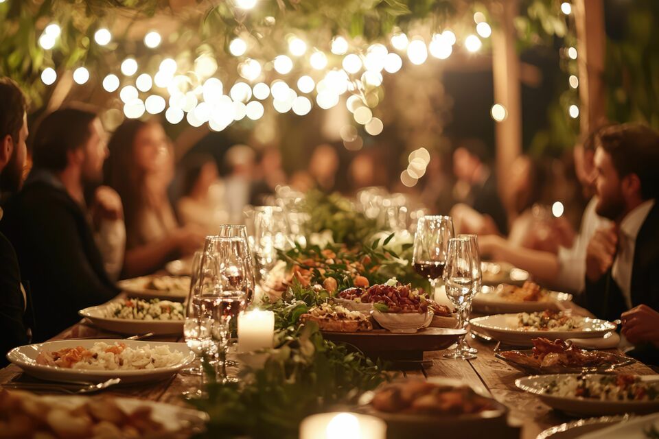 Adobe Stock - Photo d'illustration - Mariage et solidarité à la même table : dîner caritatif, hayır yemeği ou repas collectif, des traditions pleines d’émotion pour célébrer l’amour en partageant.