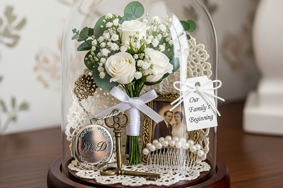 Gemini -&nbsp; Photo d'illustration -&nbsp;&nbsp;Le globe de mariage, écrin de verre et de mémoire, cristallise les vœux d’éternité : chaque élément y traduit un pacte, une valeur, une promesse, dans une scénographie intime et hautement symbolique.