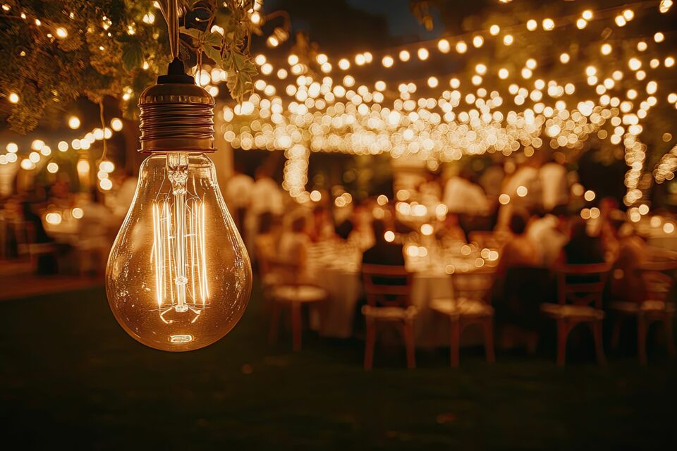 Adobe Stock - Photo d'illustration - Un mariage baigné de lumière dorée : le warm dim transforme chaque réception en décor élégant, intime et inoubliable.