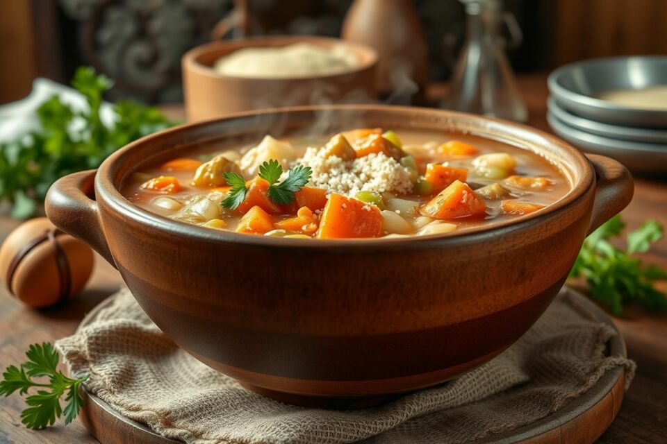 Adobe Stock - Photo d'illustration - La minestra maritata, soupe italienne des mariés, s’invite dans vos réceptions : authenticité, convivialité et élégance pour un banquet inoubliable.