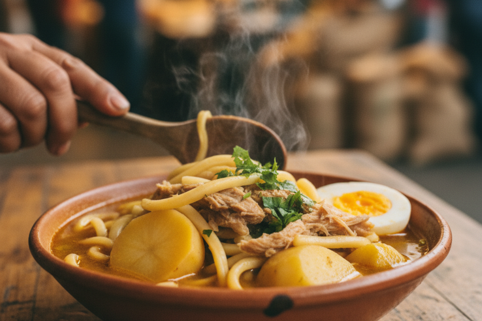 CommonsWikimedia :Le caldo de gallina, c’est avant tout une expérience qui rappelle les cuisines familiales et les petits marchés de quartier