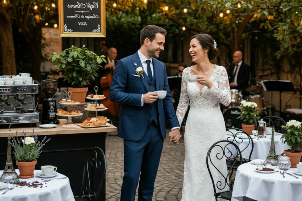 Gemini - Photo d'illustration -&nbsp;&nbsp;Entre effluves de café et notes de swing, le mariage s’habille d’un charme parisien, où chaque détail évoque l’élégance d’un bistrot d’antan et la douceur d’une romance à Montmartre.