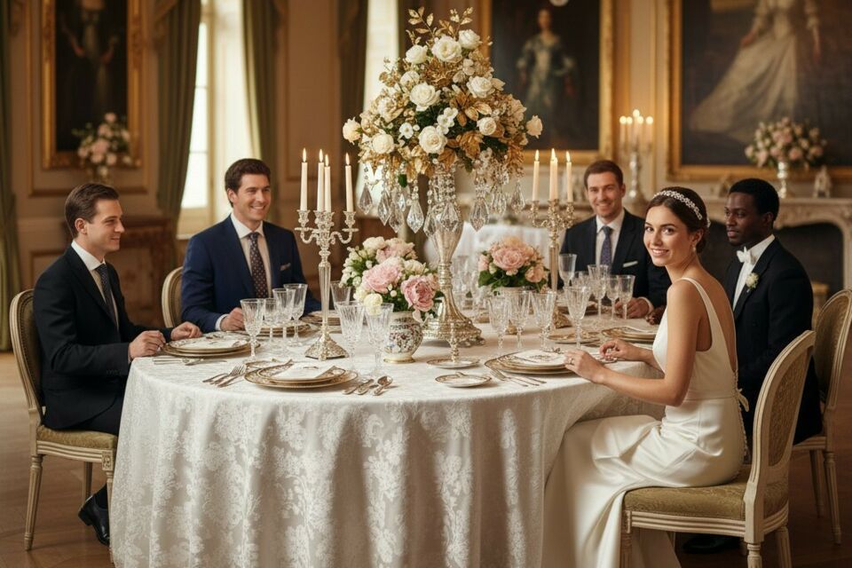 Gemini - Photo d'illustration -&nbsp;Une table Second Empire, c’est l’art de réunir faste, lumière et matières nobles pour transformer un dîner de mariage en expérience impériale inoubliable.