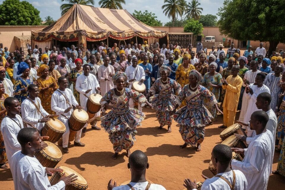 Gemini - Photo d'illustration - Le Sabar, danse de mariage au Sénégal, mêle percussions envoûtantes, gestes puissants et énergie collective, symbole de joie, de tradition et de communion festive entre familles et communautés.