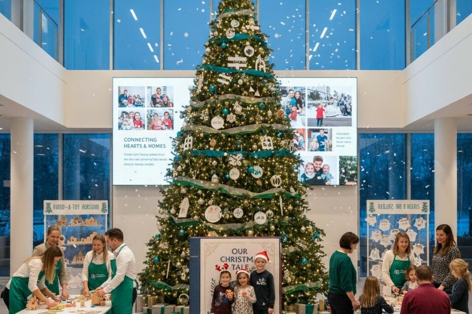Gemini - Photo d’illustration - L’arbre de Noël d’entreprise devient un véritable événement fédérateur, où familles et collaborateurs créent ensemble décorations et souvenirs, renforçant le lien entre vie professionnelle et personnelle. 