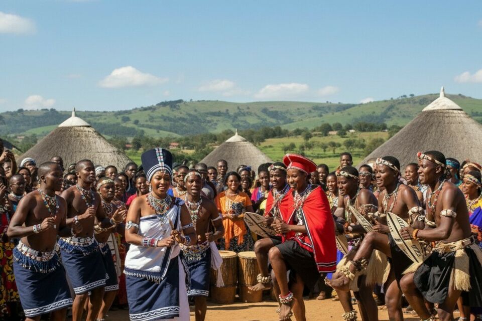 Photo d'illustration - Danse traditionnelle sud-africaine célébrant l’amour et l’union, entre rythmes envoûtants et énergie festive, où chaque pas raconte l’histoire d’un mariage vibrant et joyeux.