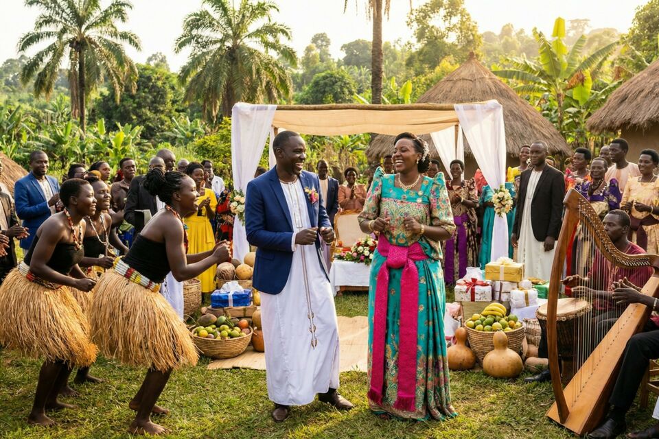 Gemini - Photo d'illustration - Entre danses Bakisimba, dot traditionnelle et festins royaux, le mariage ougandais célèbre l’union avec une intensité culturelle unique.