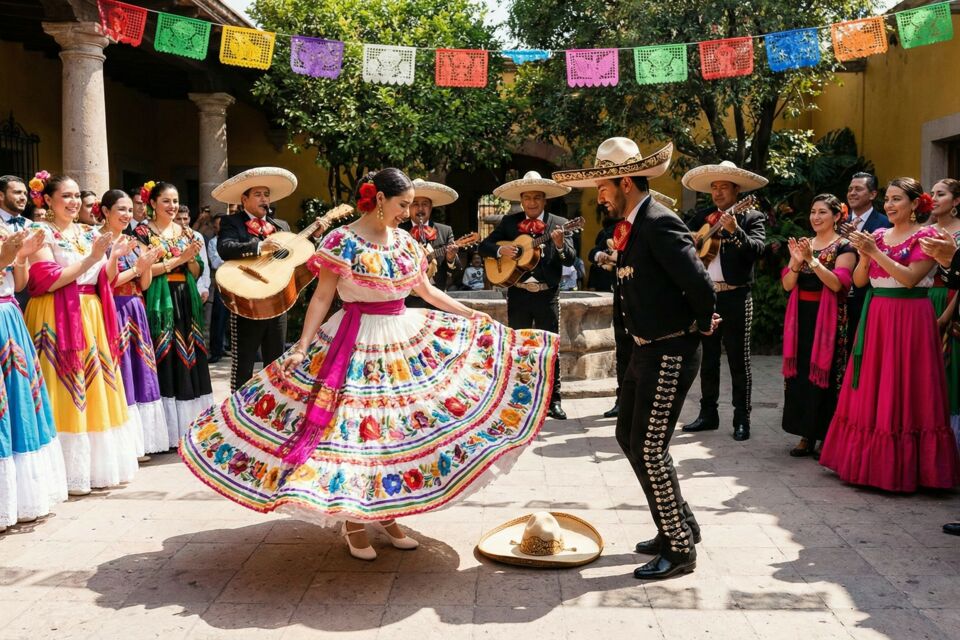 Gemini - Photo d'illustration - Robes éclatantes, sombreros charro et pas cadencés : les danses de mariage mexicaines transforment chaque union en un tableau vibrant où tradition, passion et panache s’entrelacent.