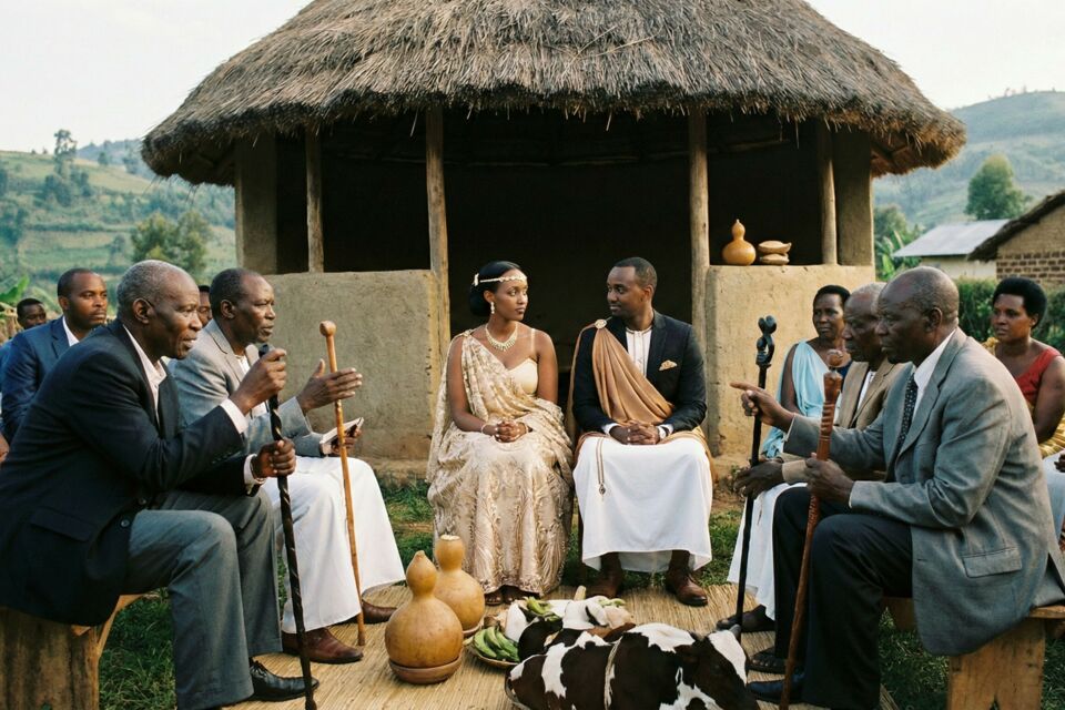 Gemini - Photo d'illustration - Cérémonie-clé du mariage rwandais, le Gusaba révèle un romantisme profond et une solennité rare, où deux familles scellent une union portée par poésie, respect et tradition.