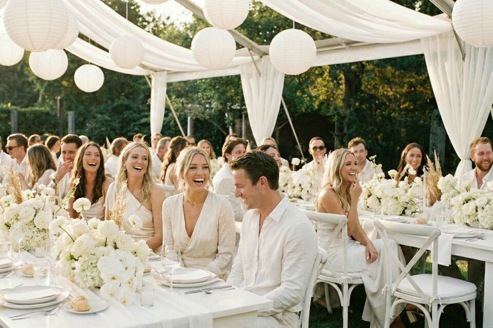 Gemini - Photo d’illustration - Les mariages et fêtes monochromes du blanc Cloud Dancer pour révéler une élégance aérienne et noble loin de la nuance fade et de l’effet clinique qu’on attribue trop souvent au total white.