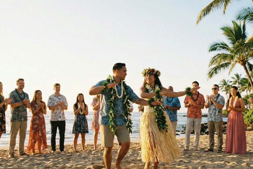 Gemini - Photo d'illustration - Sous le soleil d’Hawaï, la danse Hula célèbre l’amour et les traditions, offrant aux mariages une grâce ancestrale où gestes et chants tissent un lien vibrant entre culture et émotion.
