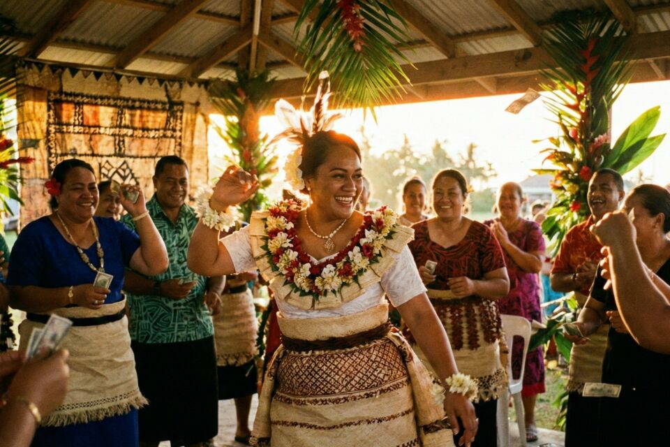 Gemini - Photo d'illustration - Tauʻolunga, danse de mariage emblématique de Tonga, célèbre grâce et tradition : un rituel où gestes raffinés et parures éclatantes incarnent l’union, la fierté culturelle et la joie partagée.