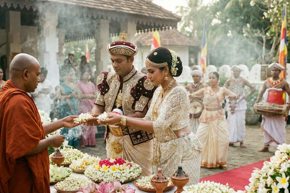 &nbsp;Photo d'illustration -&nbsp;&nbsp;Sous les cieux du Sri Lanka, les fleurs parfumées et l’encens bouddhiste s’unissent pour envelopper le mariage d’une aura sacrée, où chaque senteur devient prière, mémoire et poésie d’amour éternel.