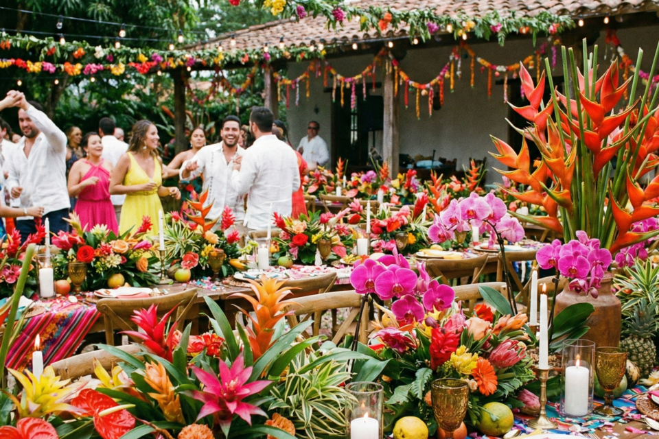 Gemini - Photo d'illustration - Sous le soleil colombien, un mariage s’épanouit entre fleurs exotiques et parfums festifs, mêlant couleurs vibrantes, traditions chaleureuses et une atmosphère envoûtante qui célèbre l’amour éternel.
