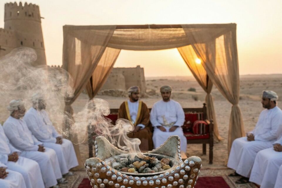 Gemini - Photo d'illustration -&nbsp;&nbsp;Sous les voûtes parfumées d’encens, le mariage omanais s’illumine de rites millénaires, entre poésie des gestes, éclat des étoffes et héritage vivant des traditions ancestrales.