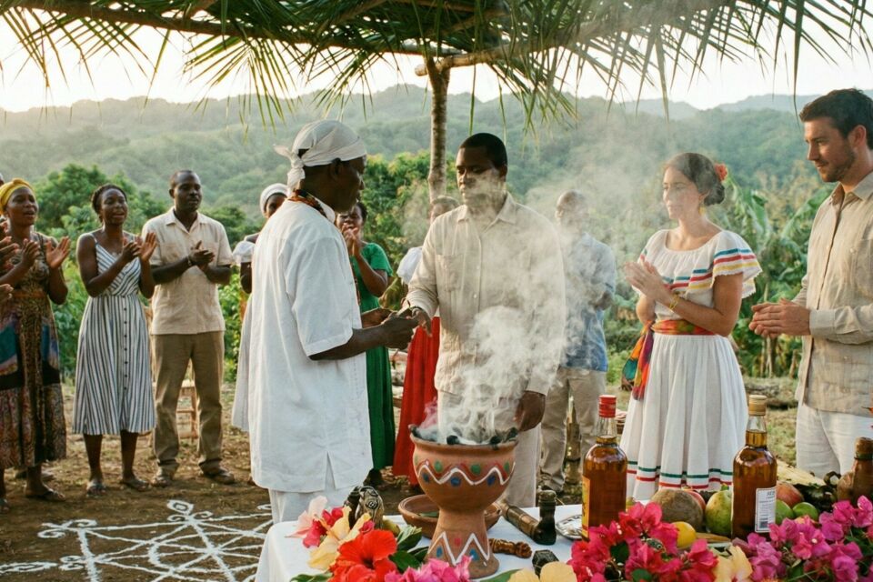 Gemini - Photo d'illustration -&nbsp;&nbsp;Sous les voiles parfumés d’encens et de fleurs, le mariage haïtien célèbre l’union des âmes, entre spiritualité, héritage ancestral et éclat vibrant des traditions vivantes.
