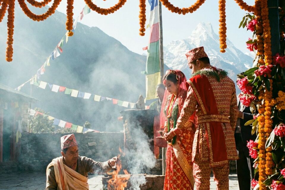Photo d'illustration - - Encens, fleurs et spiritualité, le mariage au Népal marque une union où fragrances sacrées et offrandes florales purifient l’espace et bénissent les époux dans une atmosphère sensorielle unique.
