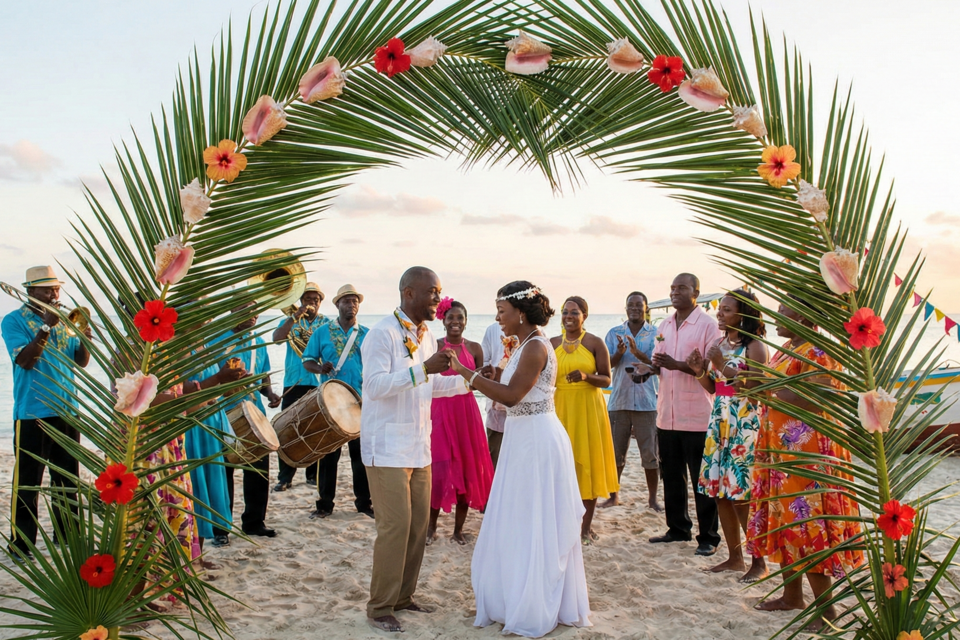 Gemini - Photo d'illustration - Aux Bahamas, les mariages mêlent rituels ancestraux, couleurs éclatantes et célébrations festives, offrant aux couples une union empreinte de solennité et de charme insulaire.