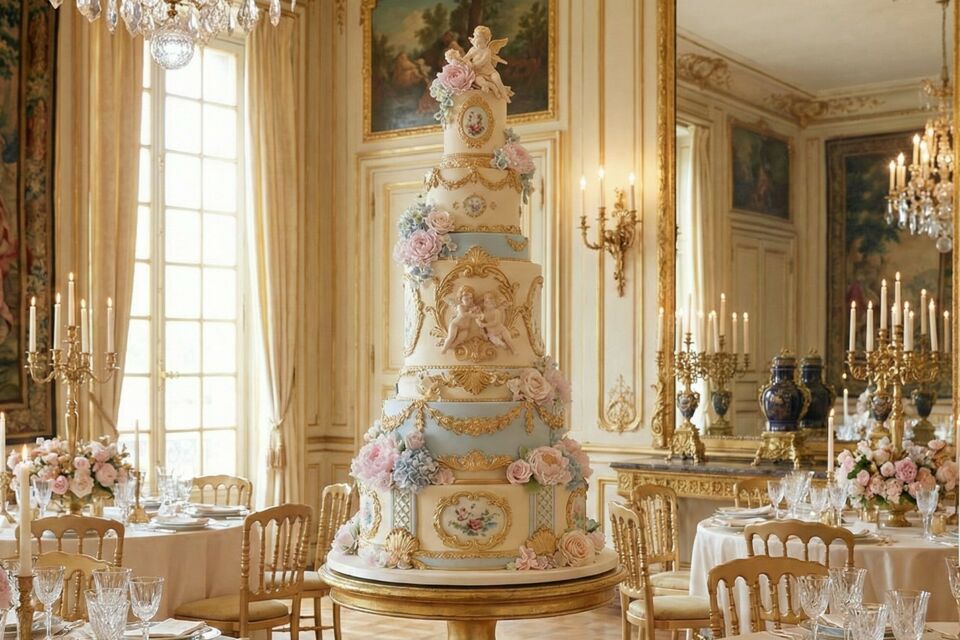 Gemini - Photo d'illustration - Symbole d’opulence et de raffinement, la Wedding Cake Tower réinvente la pièce montée en chef‑d’œuvre rococo, sculptural et théâtral, au cœur des mariages haut de gamme.
